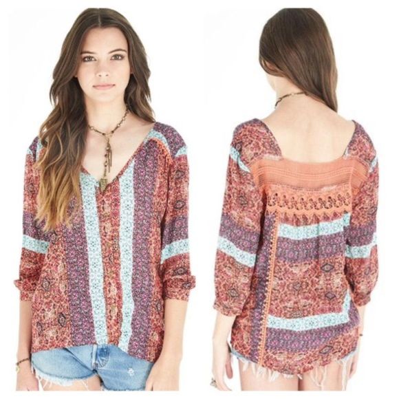 Anthropologie Gypsy05 Global Village Boho Rayon Blouse Top - Picture 1 of 7